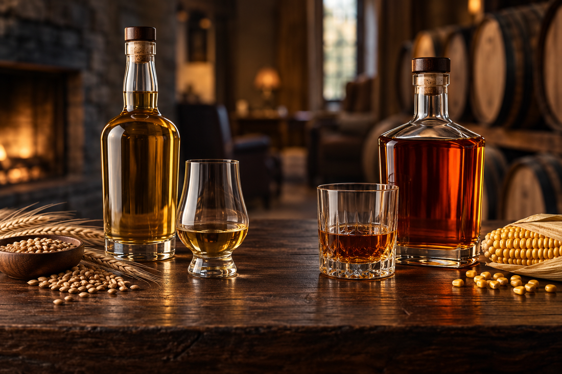 Whisky med maltkorn jämförs med bourbon gjord på majs