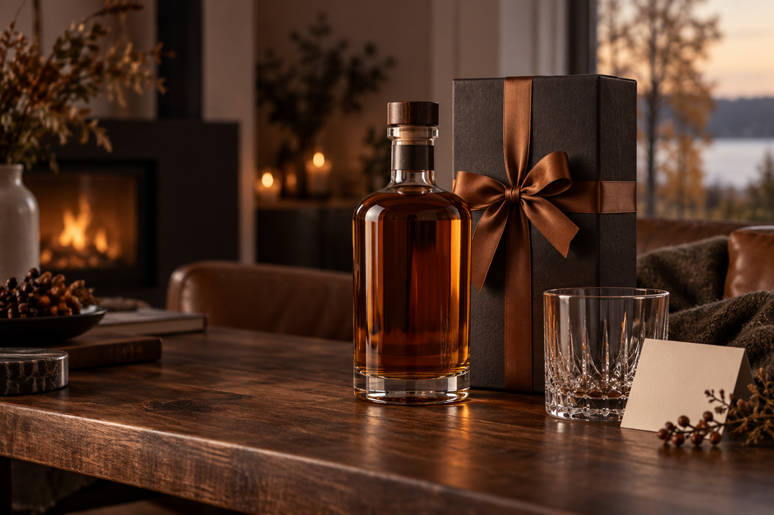 Whisky och presentförpackning som fars dag-present