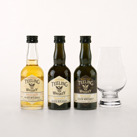 Teeling provsmakningspaket – 3 × 5 cl och Glencairn-glas