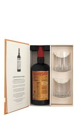 Hampden Estate HLCF Overproof Gåvoask med 2 Glas