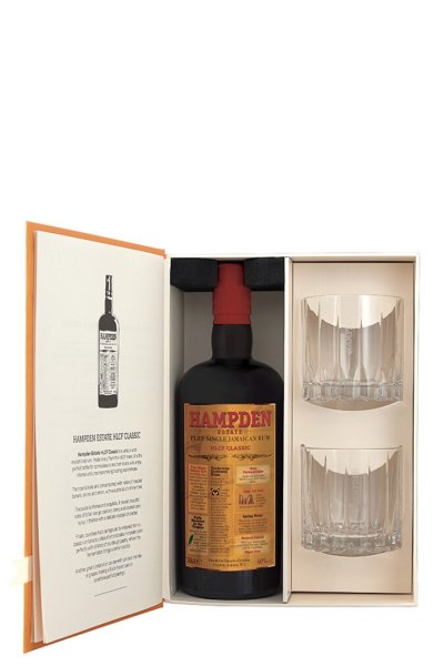 Hampden Estate HLCF Overproof Gåvoask med 2 Glas